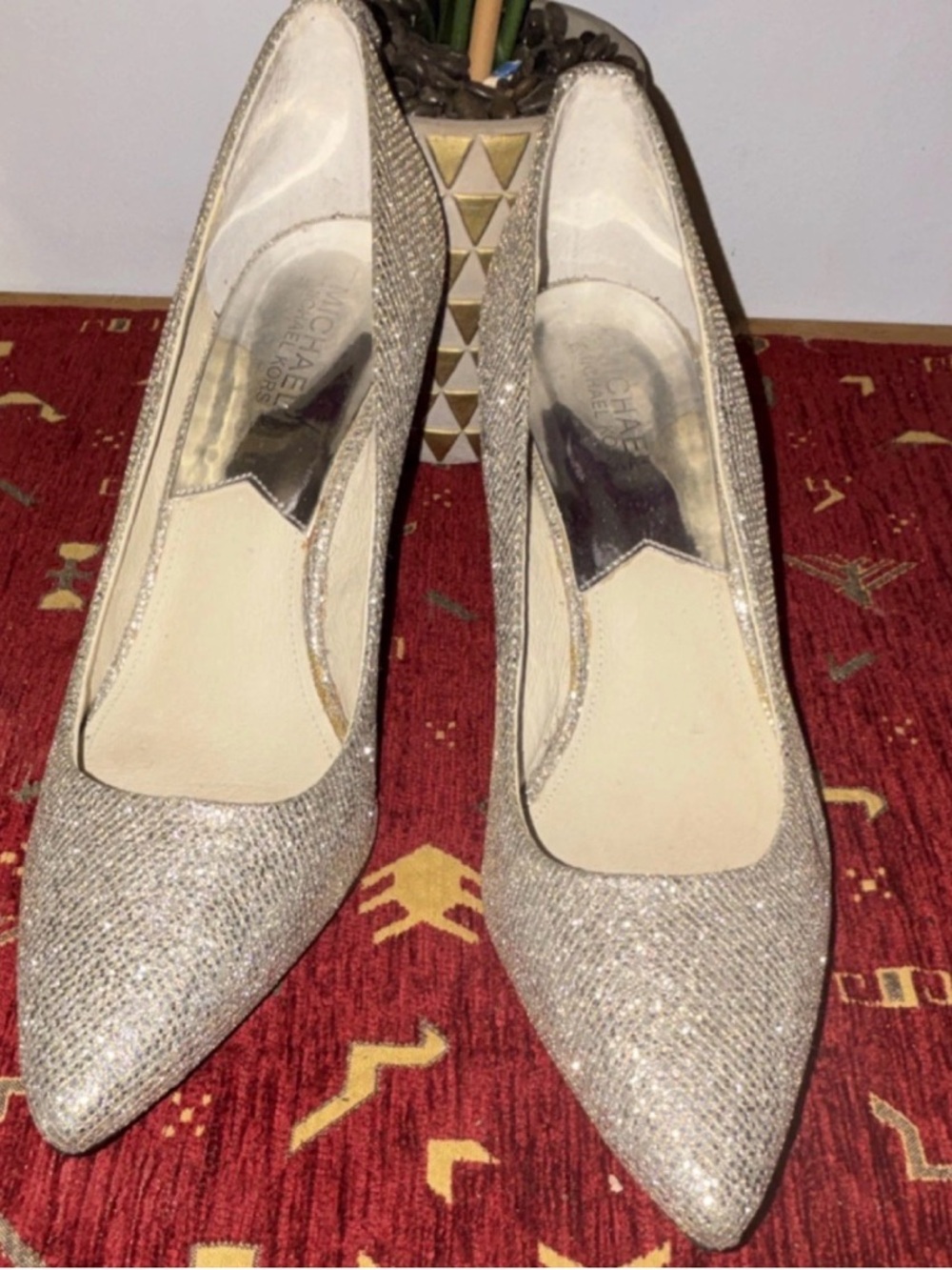 Michael Kors Glitter Pointed Toe Pumps in Champagne Gold
